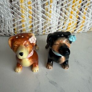 Adorable matching Dog Salt and Pepper Shakers set perfect for the kitchen